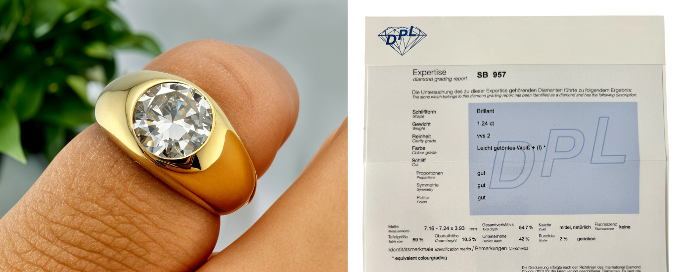 Zlatý prsten s diamantem 1,24 ct I:VVS2